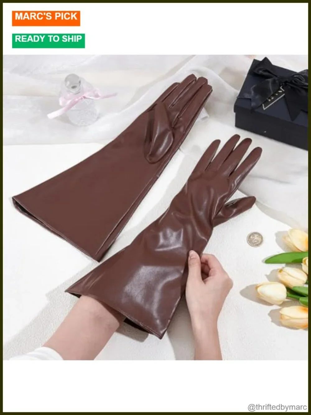 15 Inch PU Leather Gauntlet Gloves Over Elbow Length Winter Warm Full Finger